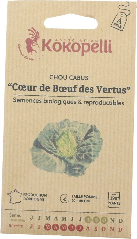 Wees er snel bij - Kokopelli Biologische Witte Kool ‘Cœur de Bœuf des Vertus‘, 200 Korrels