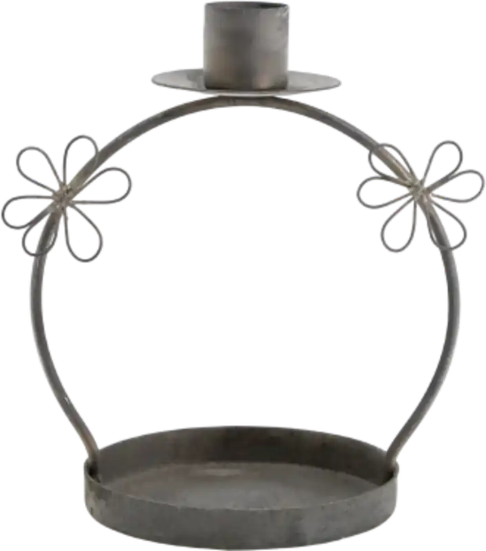 Net gelanceerd | Chic Antique Kandelaar met Bloemen, 14 cm
