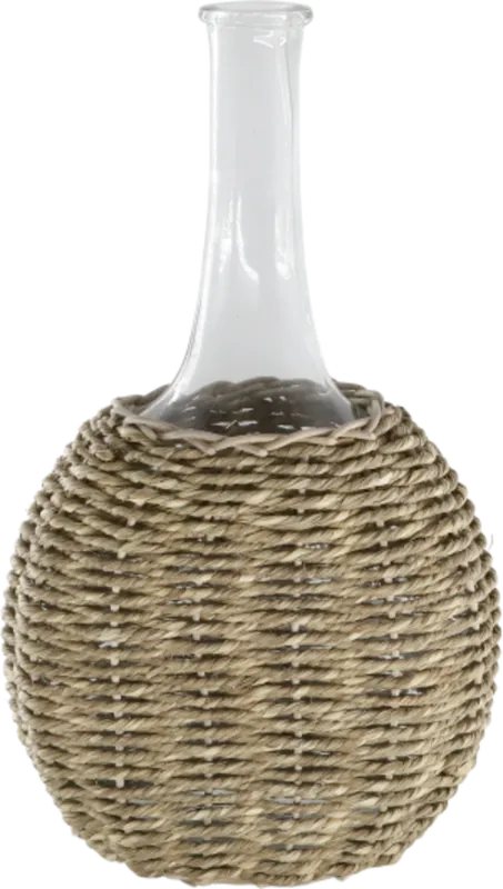 Voordeelprijs | Chic Antique Fles met Gevlochten Bodem, 35 cm