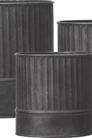 Tijdelijke actie | Wikholm Amira Metalen Plantenpotten - Set van 3, Zink