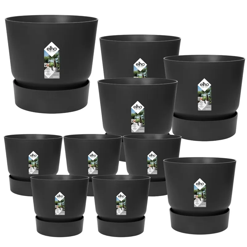 Trending - 10x Pot elho Greenville zwart (5x D14x13, 1x D24xH23, 3x D30xH28, 1x D39xH37)