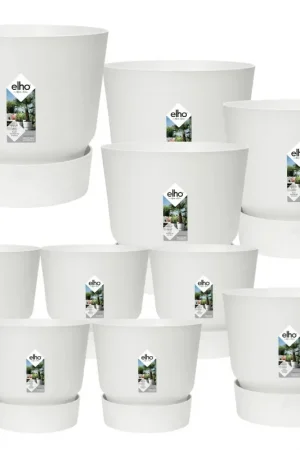 10x Pot elho Greenville wit (5x D14x13, 1x D24xH23, 3x D30xH28, 1x D39xH37) - Nieuw product