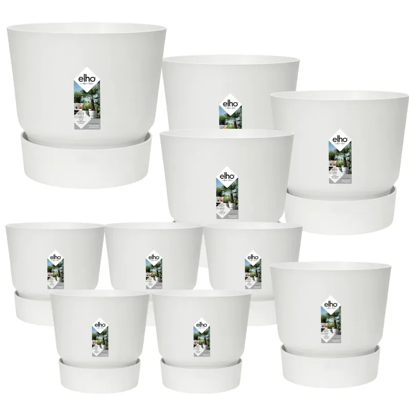 10x Pot elho Greenville wit (5x D14x13, 1x D24xH23, 3x D30xH28, 1x D39xH37) - Nieuw product