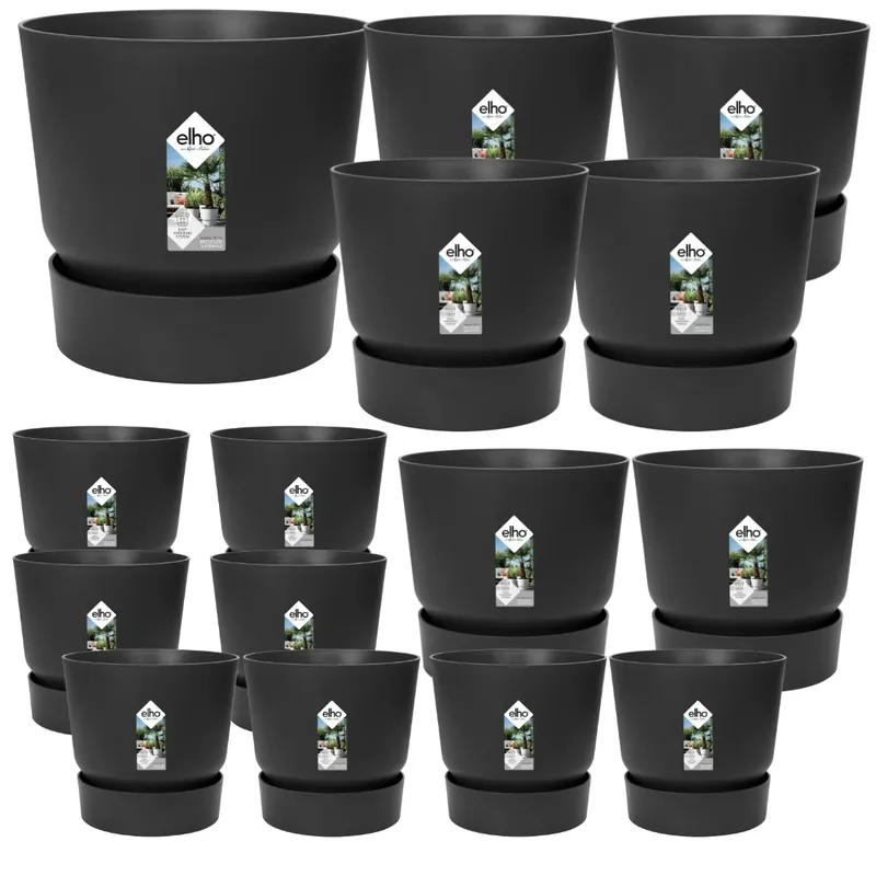 Speciale deal | 15x Pot elho Greenville zwart (8x D14x13, 2x D24xH23, 4x D30xH28, 1x D47xH44)