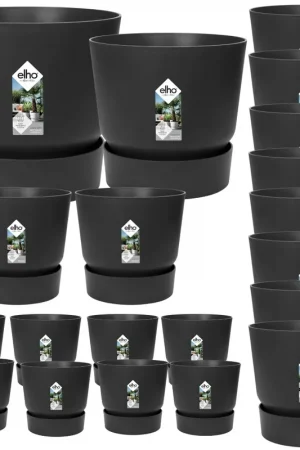 20x Pot elho Greenville zwart (8x D14x13, 2x D24xH23, 8x D30xH28, 1x D39xH37, 1x D47xH44) - Laatste stuks