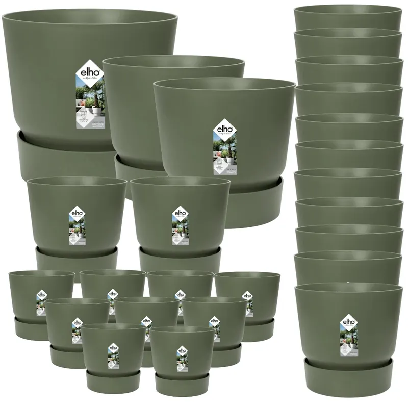 Opruiming | 25x Pot elho Greenville groen (9x D14x13, 2x D24xH23, 11x D30xH28, 2x D39xH37, 1x D47xH44)