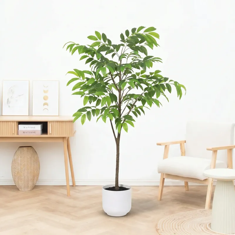Veel gevraagd | Kunst Tropical plant including white pot - 153cm
