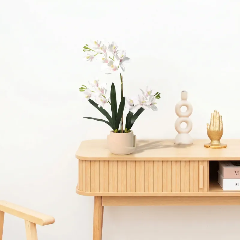 Kunst Phalaenopsis orchid inclusief pot - 71cm - Hoog gewaardeerd