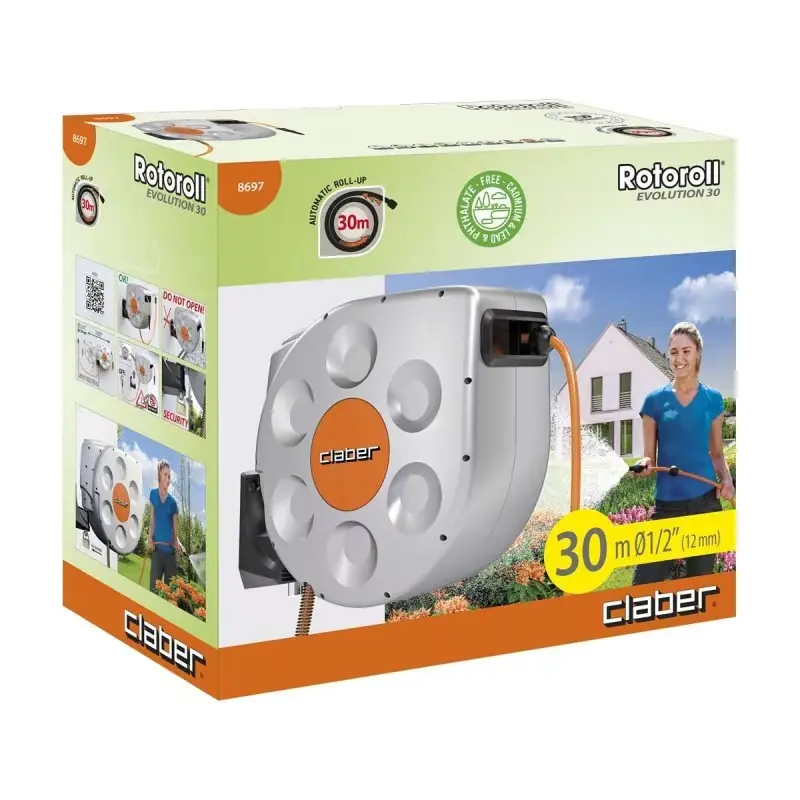 Claber automatische slanghaspel rorolloll evolution 30 m kabeljauw. 8697 | Veilig betalen
