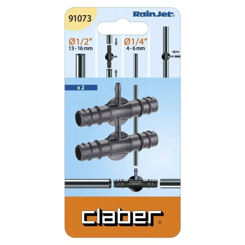 Claber fitting voor 1/2 - 1/4 slang blister van 2 stuks cod. 91073 - Deal