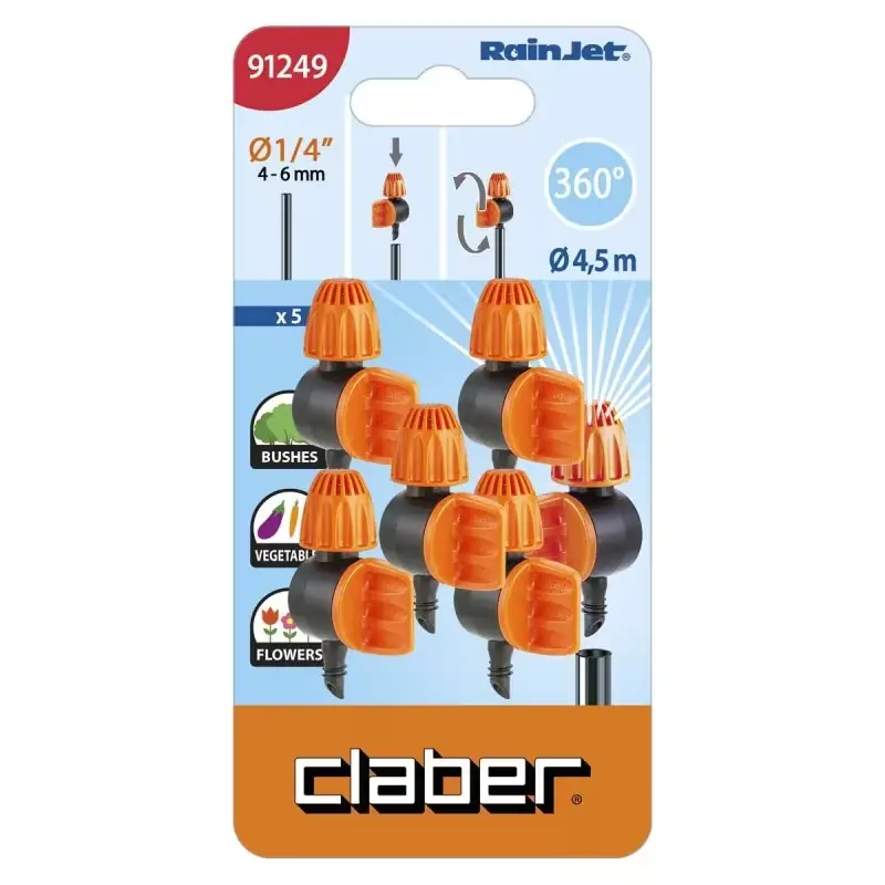 Claber 360° verstelbare micro-sprinkler blister van 5 stuks kabeljauw. 91249 - Voordelig