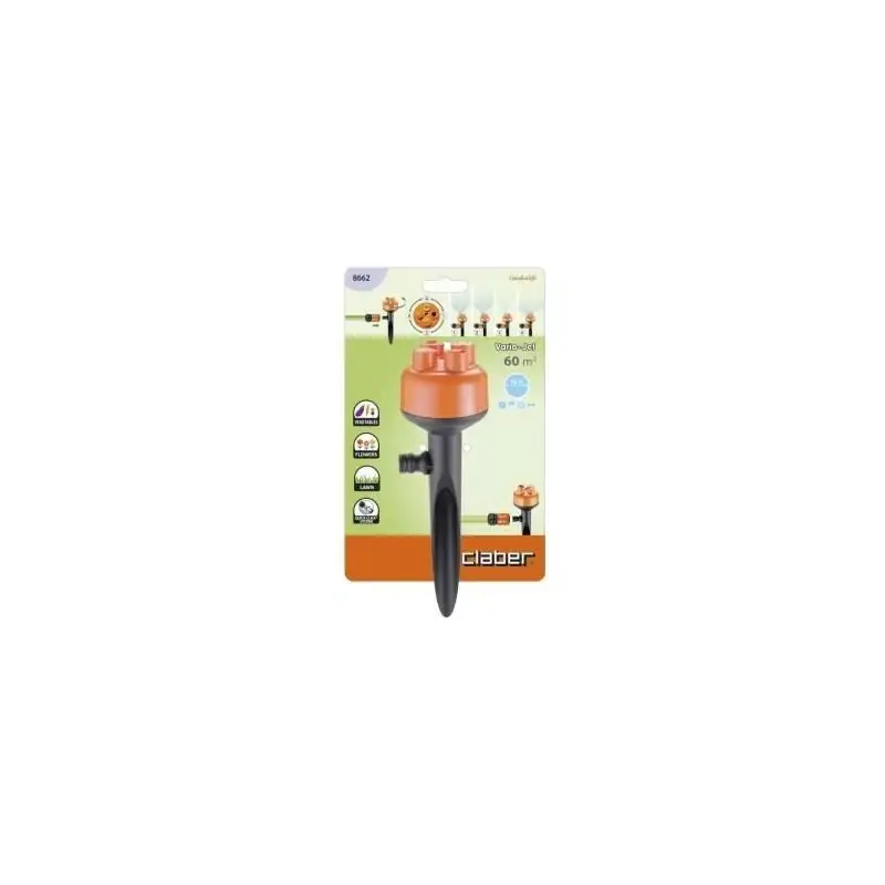 Claber multifunctionele statische sproeier 4 variojets kabeljauw. 8662 - Nieuw in de shop