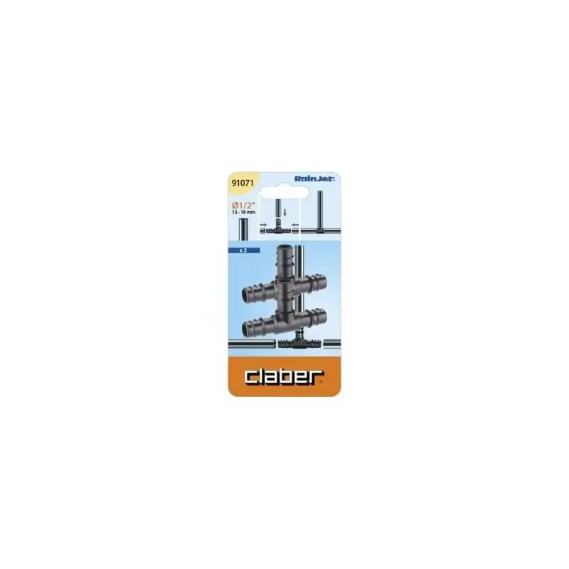 Claber driewegfitting 1/2 blister van 2 stuks kabeljauw. 91071 - Rechtstreeks van de fabrikant