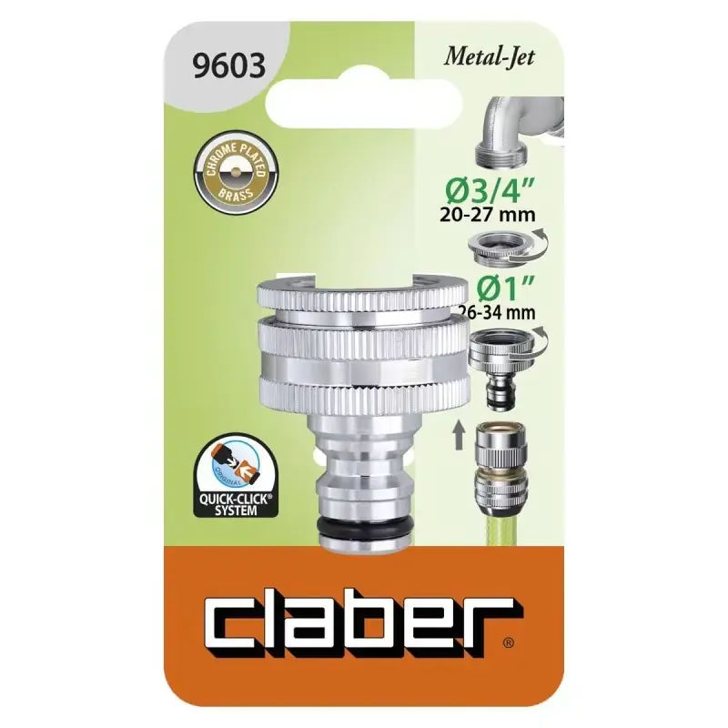 Claber 1 verchroomde messing kraanmof met 3/4 reductie kabeljauw. 9603 | Goed beoordeeld