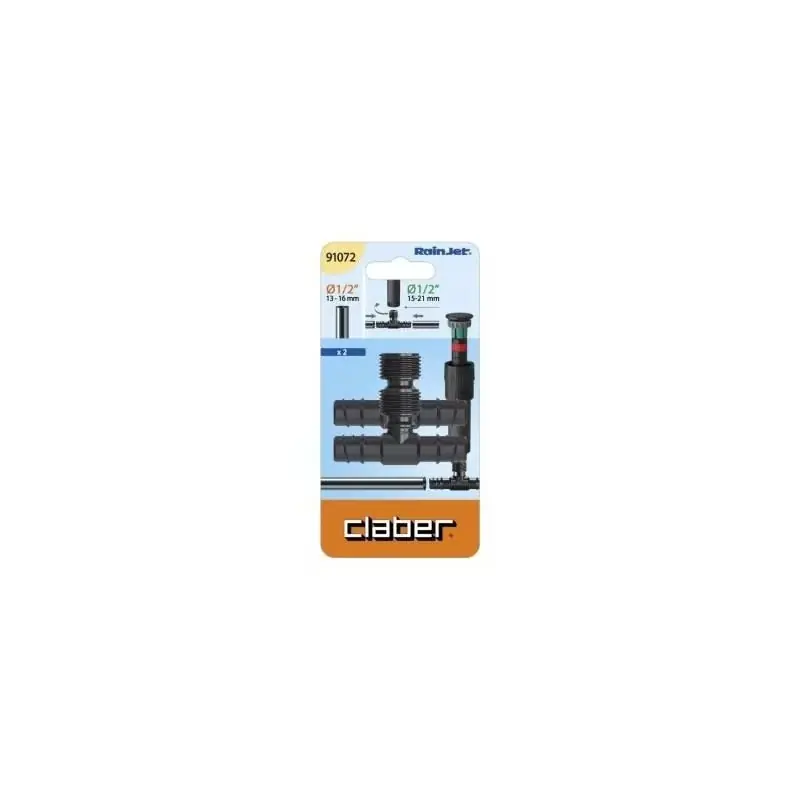 Deal - Claber 3-weg fitting 1/2 draad 2-delig blisterverpakking cod. 91072