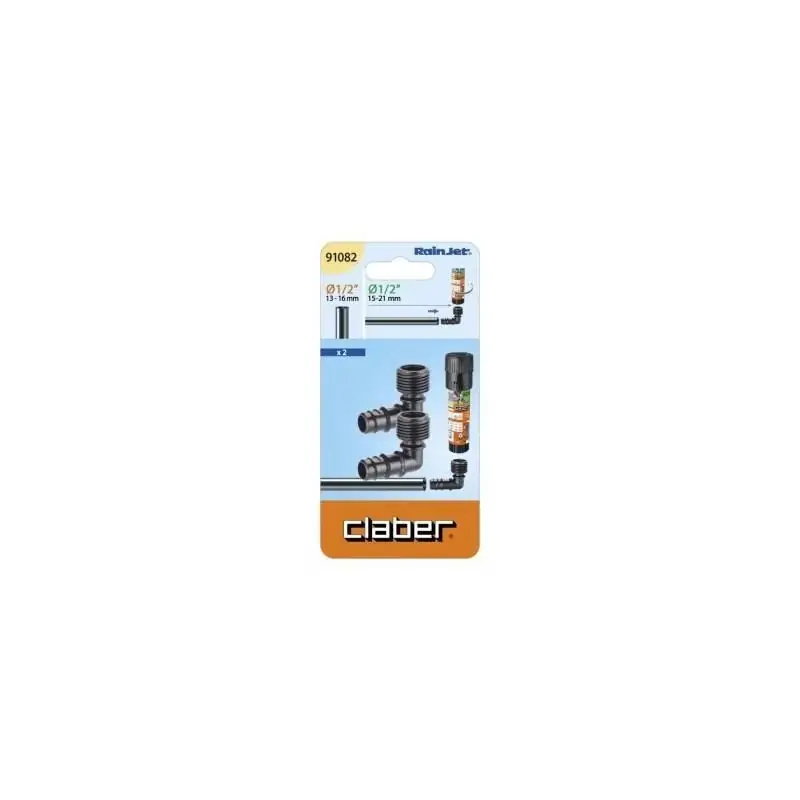 Claber kniekoppeling 1/2 draad blister van 2 stuks kabeljauw. 91082 - Extra korting