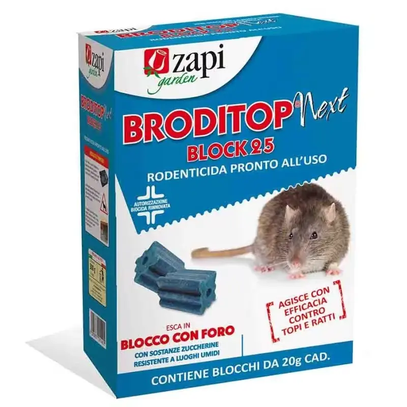 ZAPI Rodenticide BRODITOP NEXT BLOCK 25 doos 300g kabeljauw. 103964 | Premium