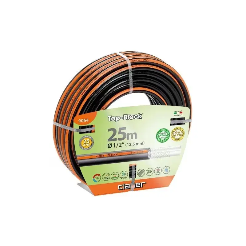 Claber anti-twist gevlochten slang 25 meter top zwart 1/2 kabeljauw. 9064 - Snelle verzending