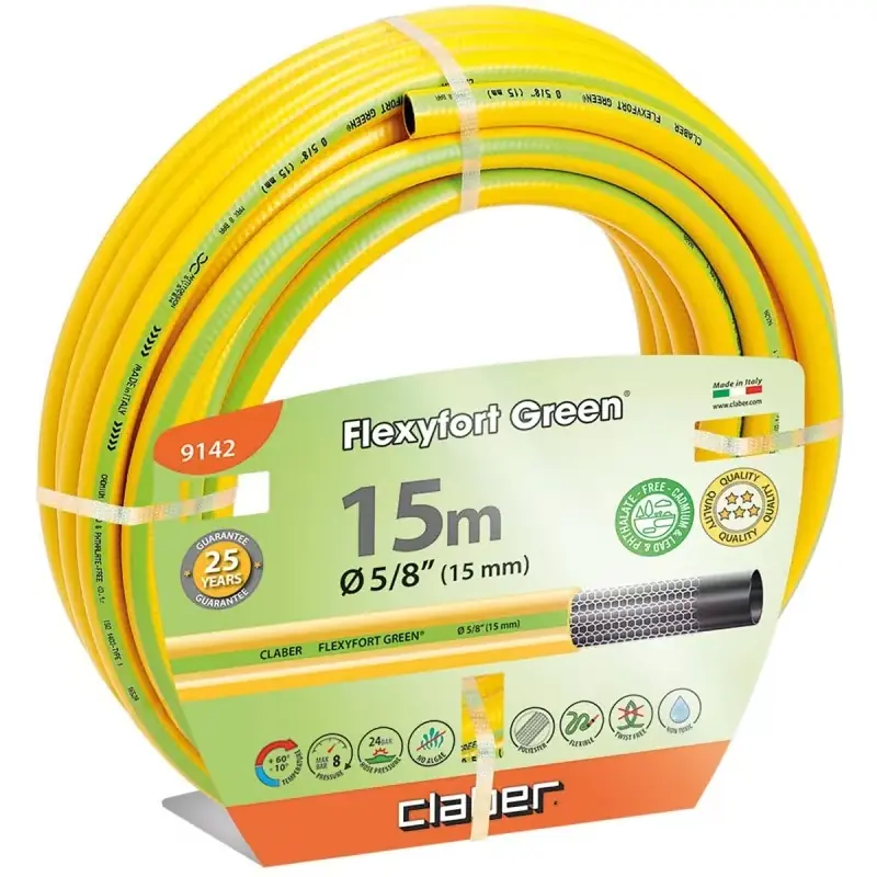 Koop vandaag | Claber anti-torsie gebreide slang 15 meter flexyfort groen 5/8 kabeljauw. 9142
