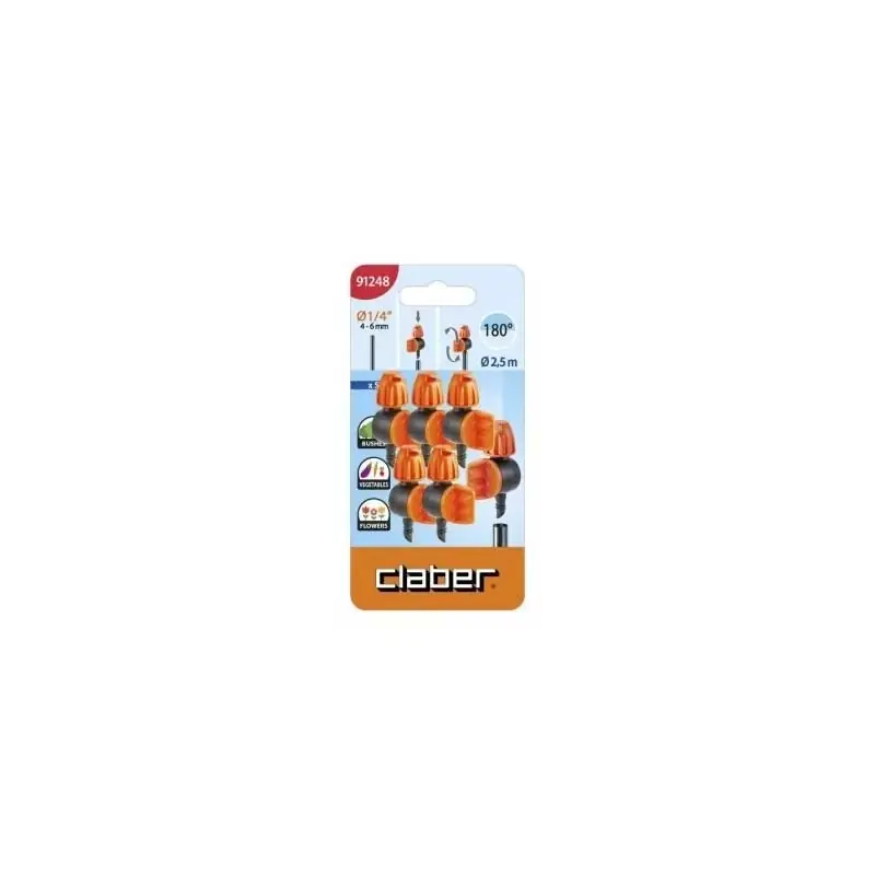 Rechtstreeks uit de fabriek - Claber 180° verstelbare micro-sprinkler blister van 5 stuks kabeljauw. 91248