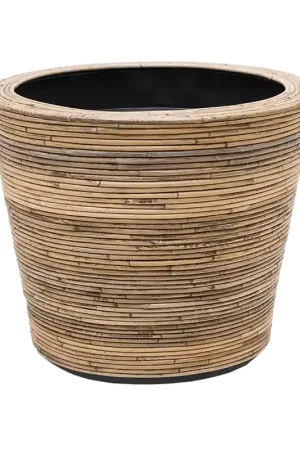 Goed beoordeeld - Drypot Rattan Stripe Round Grey