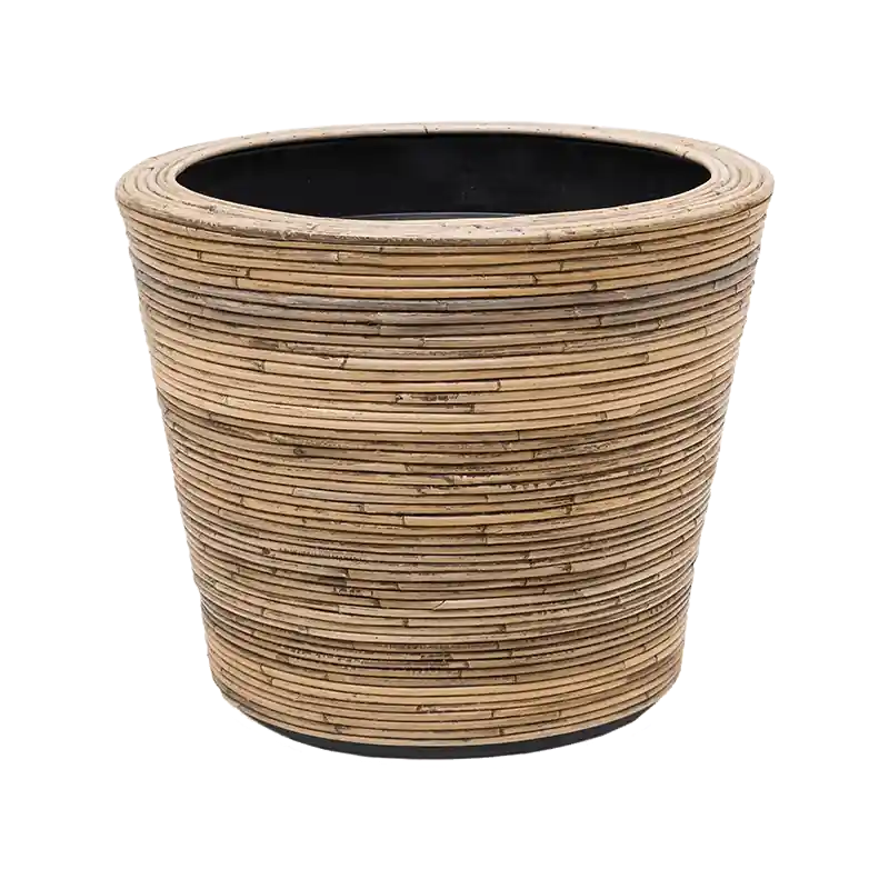 Goed beoordeeld - Drypot Rattan Stripe Round Grey