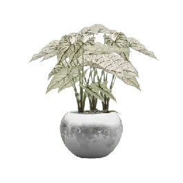 Op = op | Caladium in Luxe Lite Glossy Globe Zilver - kunstplant