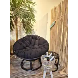Loungestoel Papasan Rotan Zwart - Direct leverbaar