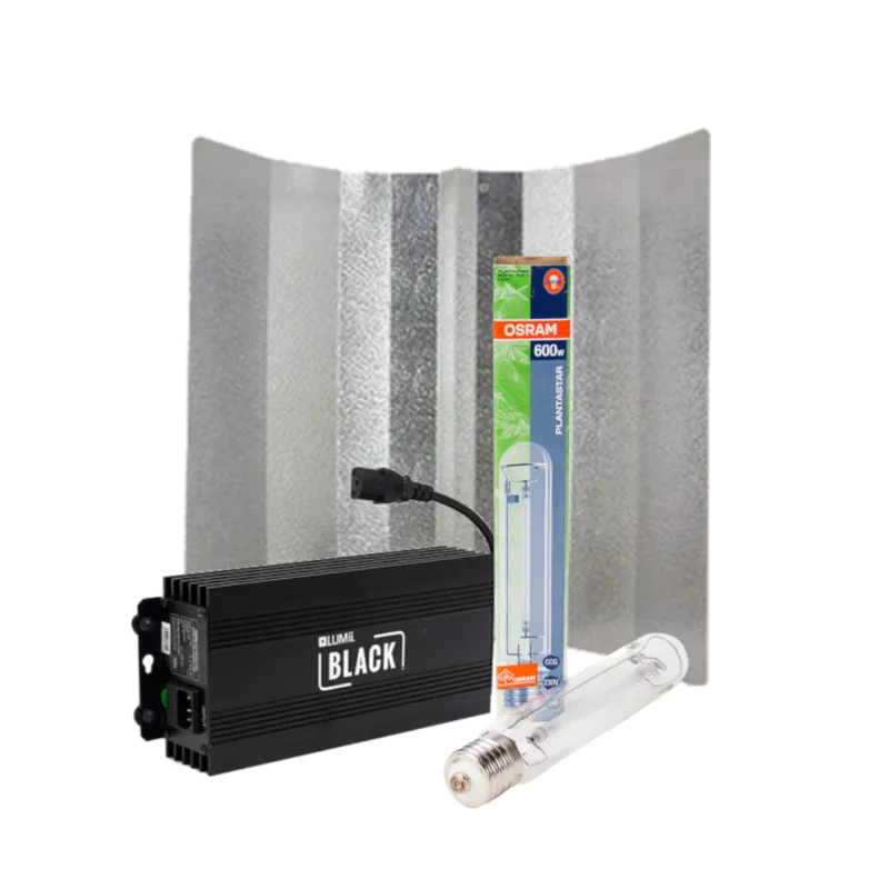 Direct kopen - Lumii Black + Hamerslagkap + Osram Plantastar 600 Watt ~ Complete Verlichting Set