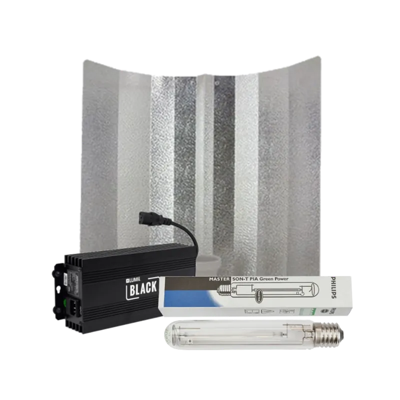 Voeg toe aan winkelwagen - Lumii Black + Hamerslagkap + Philips Greenpower 600 Watt ~ Complete Verlichting Set