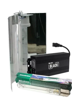 Lumii Black + Spiegelkap + Sylvania Grolux 600 Watt ~ Complete Verlichting Set | Korting
