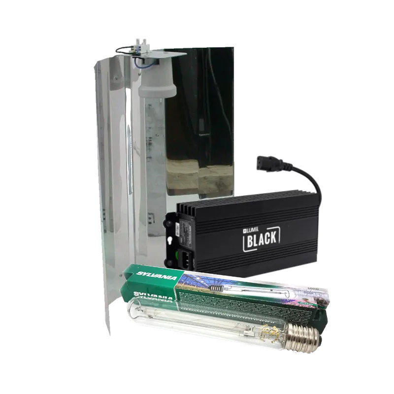 Lumii Black + Spiegelkap + Sylvania Grolux 600 Watt ~ Complete Verlichting Set | Korting