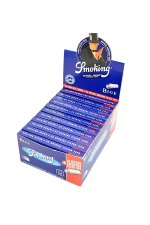 Smoking King Size Blue 2 in 1 24 stuks ~ Vloei & Tip - Trending