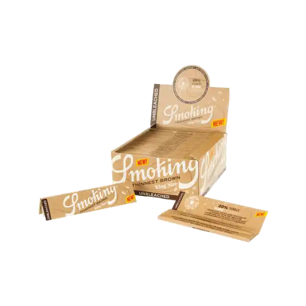 Smoking King Size Slim Brown Thinnest 50 stuks ~ Ongebleekte Vloei | Bespaar nu