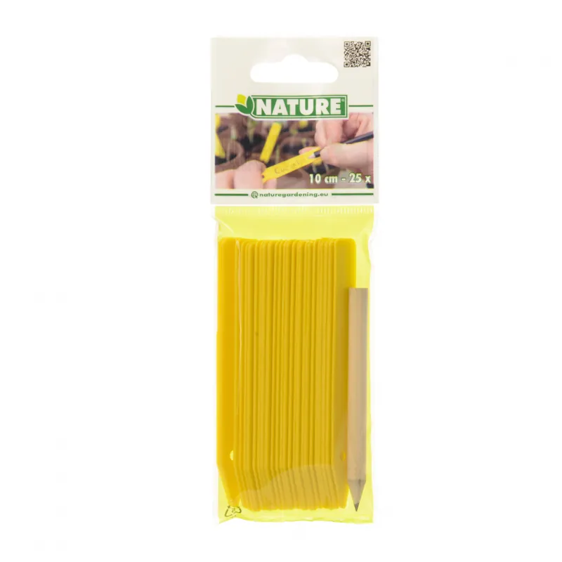 Tijdelijk aanbod | Nature steeketiketten geel H10cm - 25 stuks