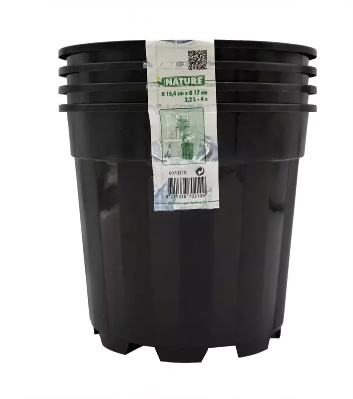 Favoriet van klanten | Nature plantcontainer (pot) Zwart 2,2L - H15,4 x Ø17cm-4x