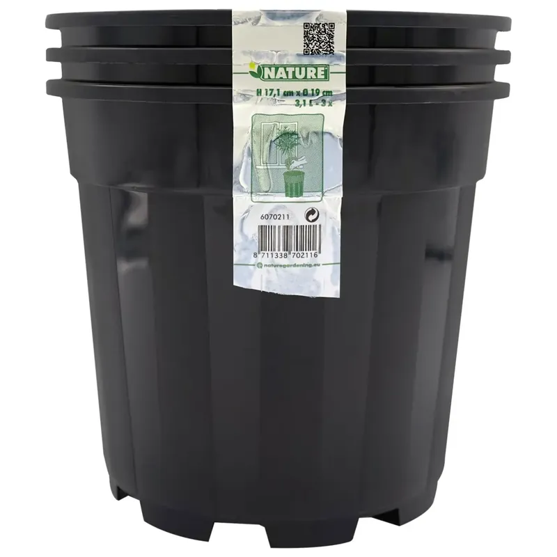 Nieuw - Nature plantcontainer (Pot) Zwart 3,1L H17,1 x Ø19cm-3x