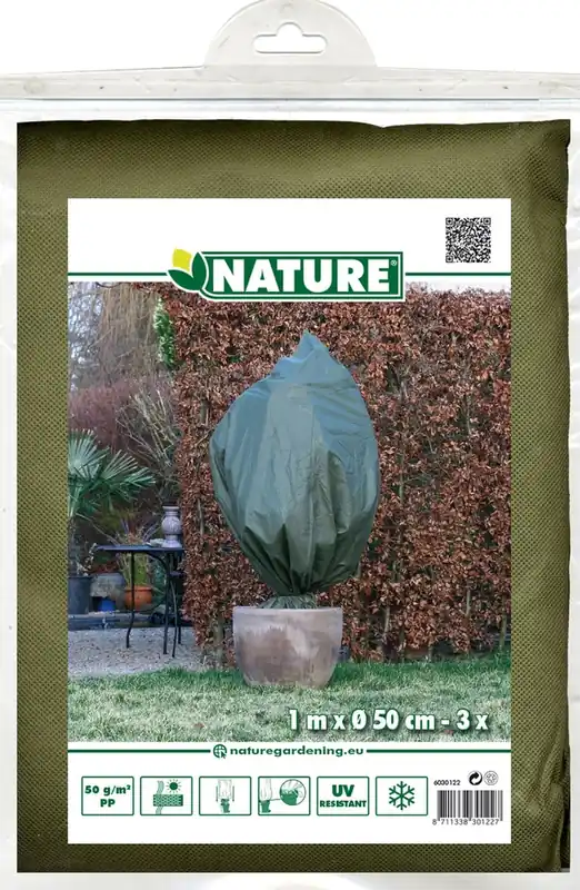 Zojuist toegevoegd - Nature winterafdekhoes met koord Ø50cm x H1m groen 3 stuks
