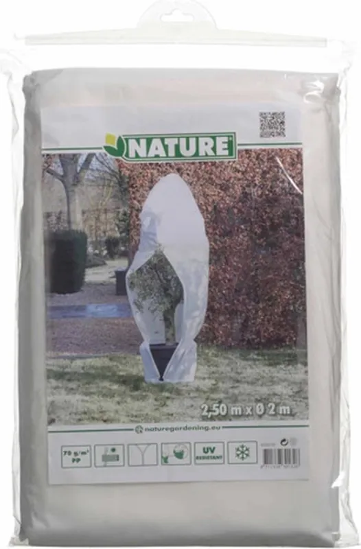 Nature winterafdekhoes met koord en ritssluiting Ø200cm x H2,5m wit - Actieprijs