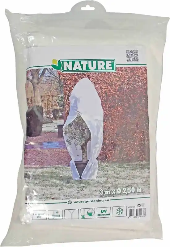Beste prijs - Nature winterafdekhoes met koord en ritssluiting Ø250cm x H3m wit