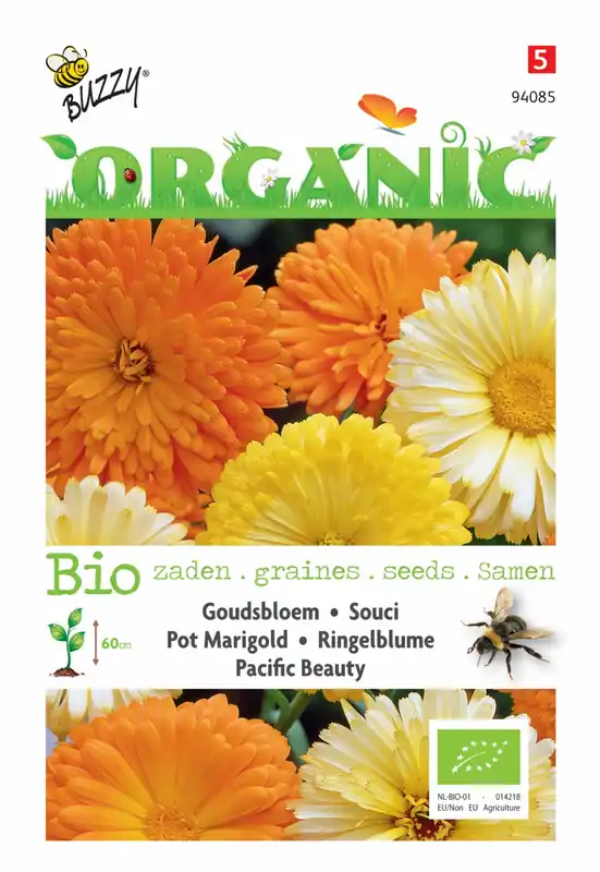 Beperkte voorraad - Buzzy Biologische Calendula, Goudsbloem Pacific Beauty