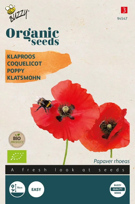 Buzzy® Organic Papaver, Klaproos Rood (BIO) - Klantfavoriet