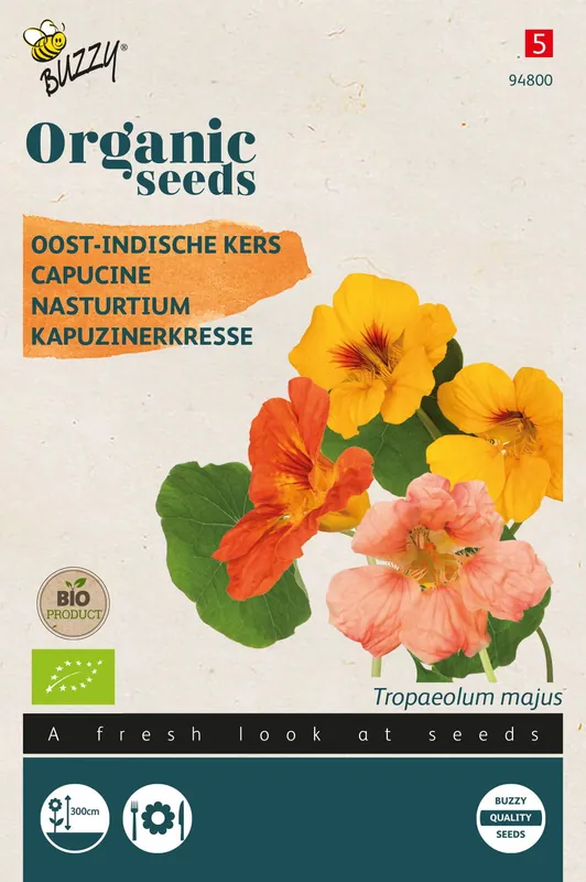 Buzzy® Organic Tropaeolum, Oost-Indische kers enkelbl (BIO) - Voordelig