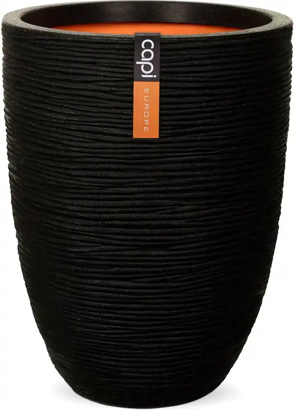 Capi Europe Vaas elegant laag Rib NL zwart h46xb34 Ø 29 - Hoge kwaliteit
