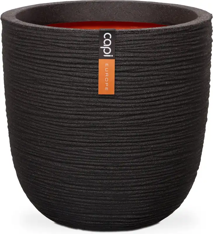 Nieuw gelanceerd - Capi Europe bloempot bol Rib NL zwart h41xb43 Ø 38 cm