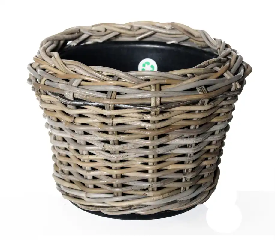 Populair | Van der Leeden Drypot terrasmand rotan D32cm bruin