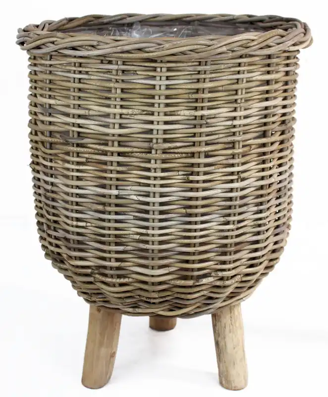 Van der Leeden Mand rotan op poten H54cm grijs - Prijs verlaagd