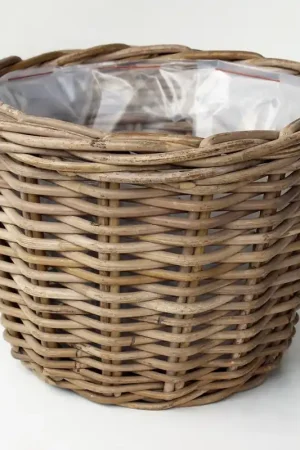 Zolang de voorraad strekt - Van der Leeden Pot rotan D35cm antiek grijs
