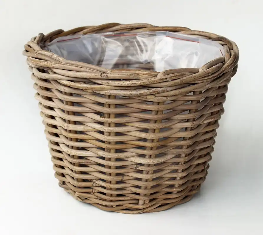 Zolang de voorraad strekt - Van der Leeden Pot rotan D35cm antiek grijs