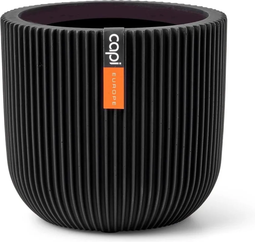 Capi Europe bloempot bol Groove zwart h21xb24 Ø21 cm - Bespaar nu